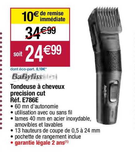 tondeuse à cheveux précision cut babyliss