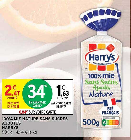 100% Mie Nature Sans Sucres Ajoutés Harrys
