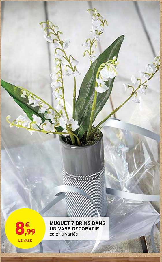 muguet 7 brins dans un vase décoratif