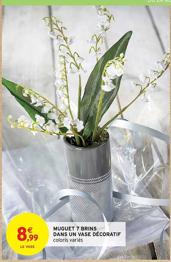 muguet 7 brins dans un vase décoratif