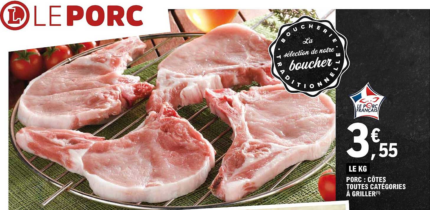porc : côtes toutes catégories à griller