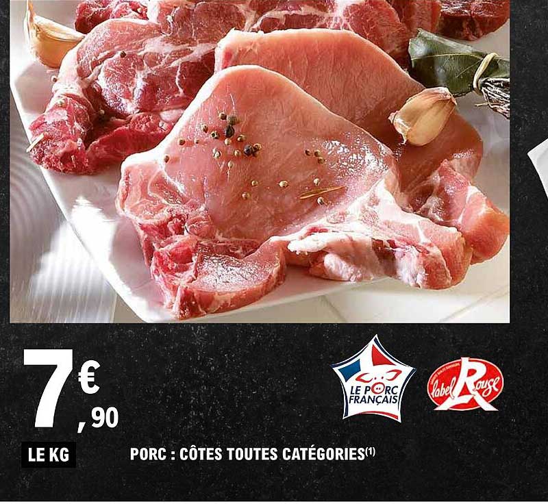porc : côtes toutes catégories