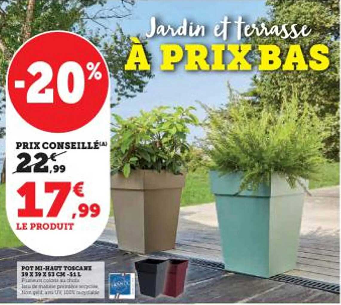 pot mi-haut toscane 19 x 39 x 53 cm - 55 l