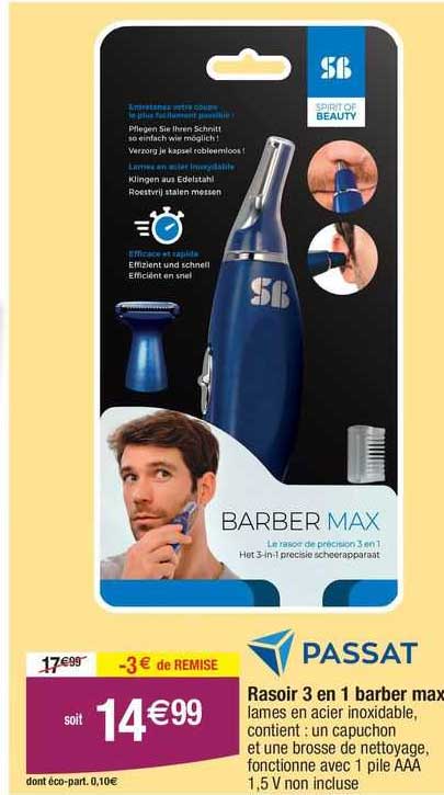 rasoir 3 en 1 barber max passat