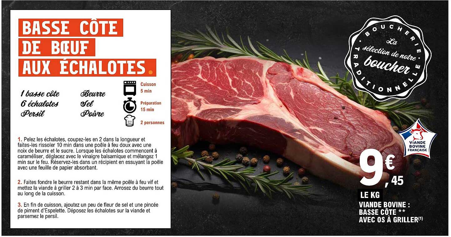 viande bovine : basse côte**avec os à griller