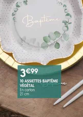 10 Assiettes Baptême Végétal