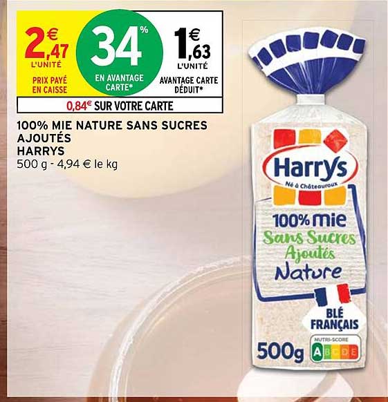 100% Mie Nature Sans Sucres Ajoutés Harrys