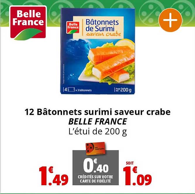 12 Bâtonnets Surimi Saveur Crabe Belle France