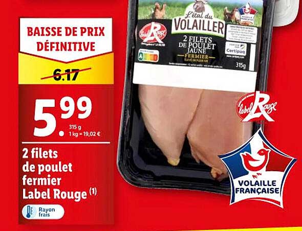 2 Filets De Poulet Fermier Label Rouge