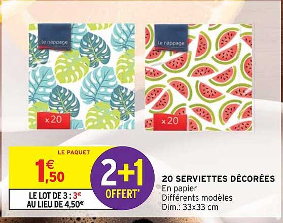 20 serviettes décorées