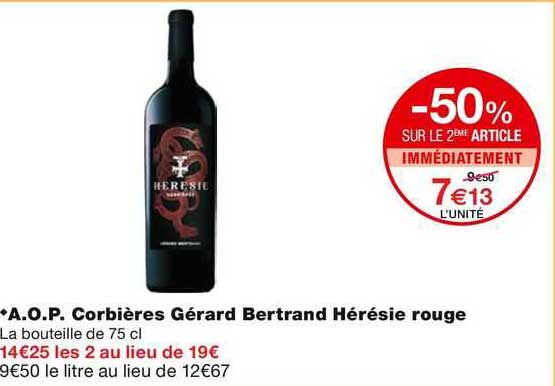 a.o.p. corbières gérard bertrand hérésie rouge