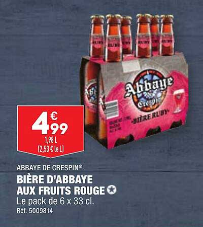 abbaye de crespin bière d'abbaye aux fruits rouge