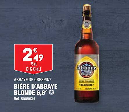 abbaye de crespin bière d'abbaye blonde 6.6°
