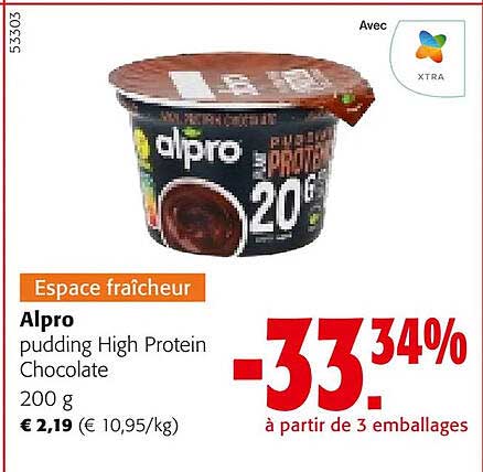 alpro pudding high protein chocolat