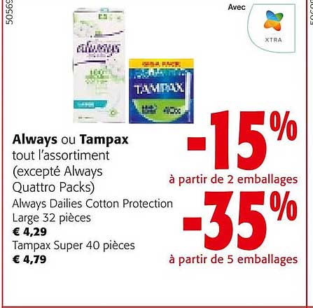 always ou tampax tout l'assortiment