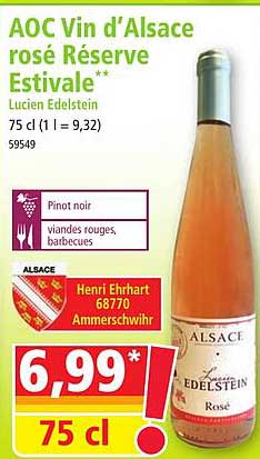 aoc vin d'alsace rosé réserve estivale lucien edelstein