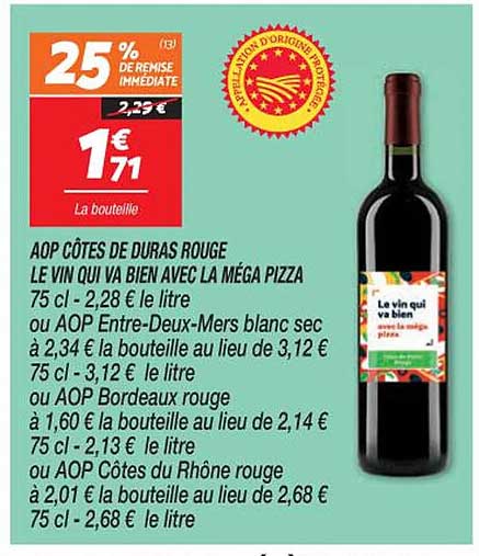 aop côtes de duras rouge le vin qui va bien avec la méga pizza