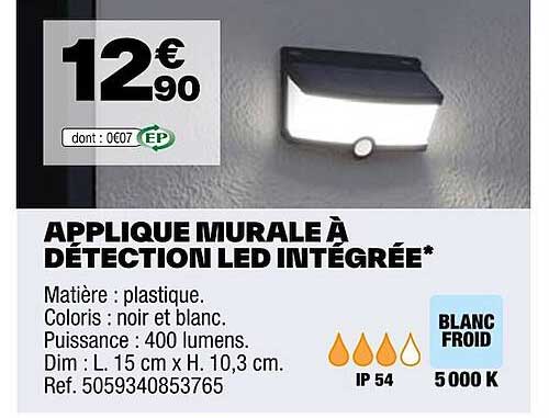 applique murale à détection led intégrée