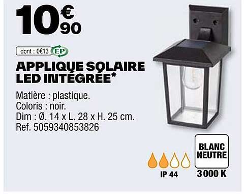 applique solaire led intégrée ep