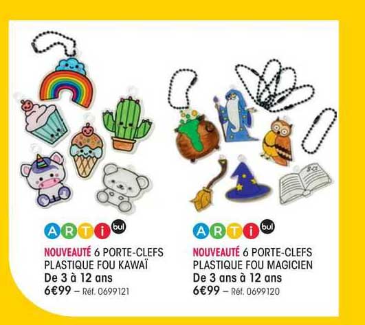arti bul 6 porte-clefs plastique fou kawaï 6 porte-clefs plastique fou magicien