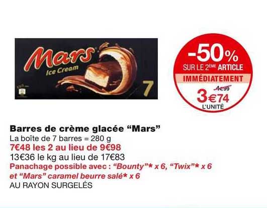 Barres De Crème Glacée"mars"