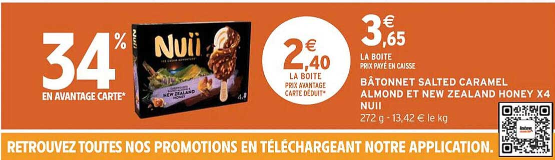 bâtonnet salted caramel almond et new zealand honey x4 nuii