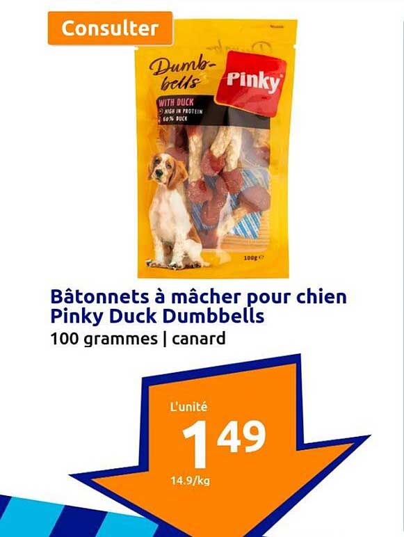 bâtonnets à mâcher pour chien pinky duck dumbbells