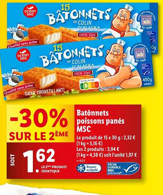 Batônnets Poissons Panés Msc