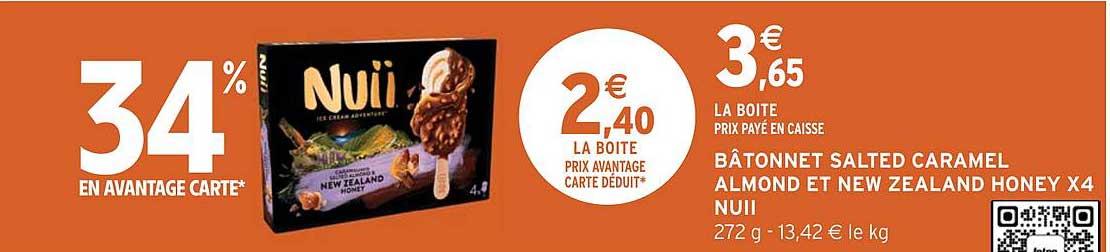 bâtonnets salted caramel almond et new zealand honey x4 nuii