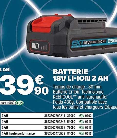 batterie 18v li-ion 2 ah