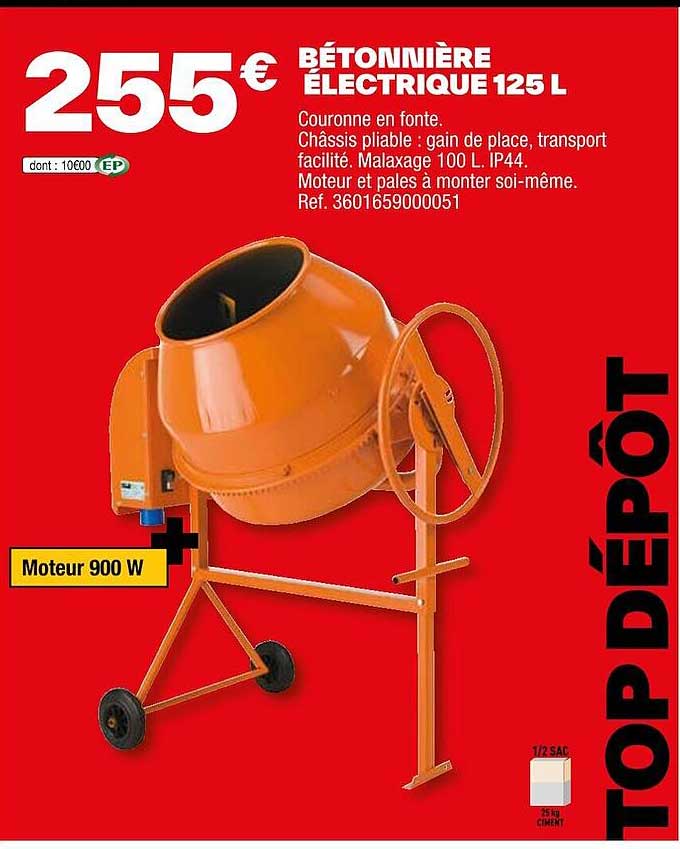 Bétonnière électrique 125 L