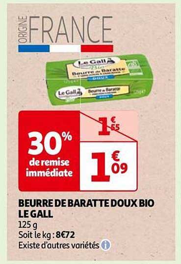 beurre de baratte doux bio le gall