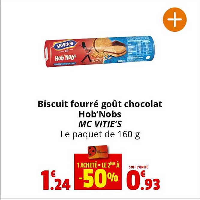 biscuit fourré goût chocolat hob'nobs mc vitie's