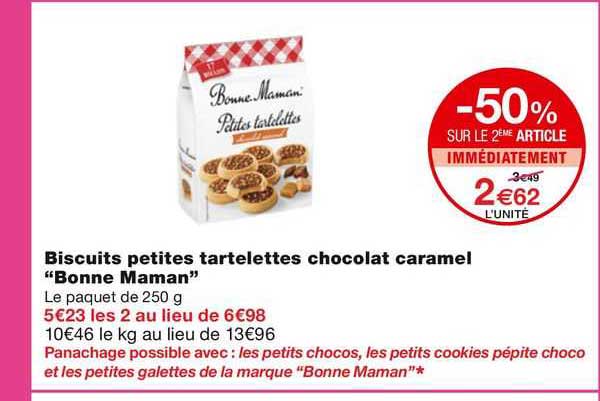 biscuits petites tartelettes chocolat caramel "bonne maman"