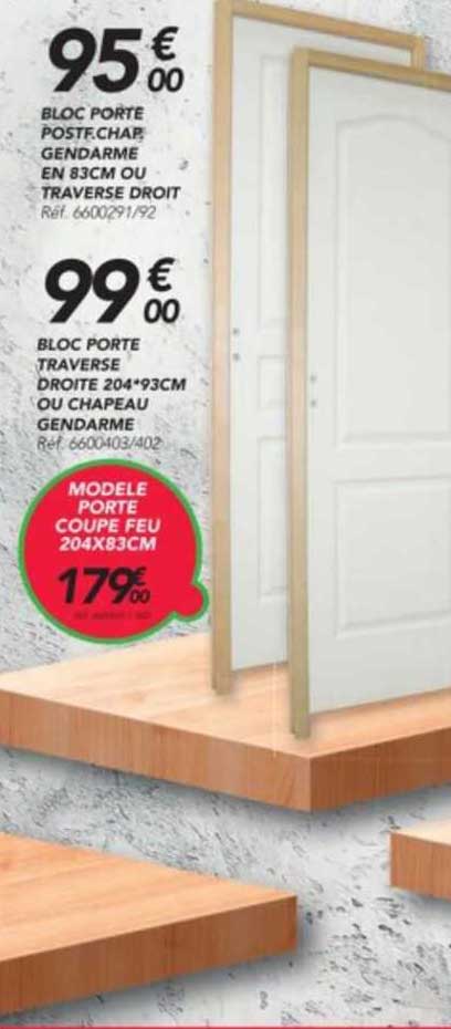 bloc porte poste chap gendarme en 83 cm ou traverse droit, bloc porte traverse droite 204 x 93 cm ou chapeau gendarme