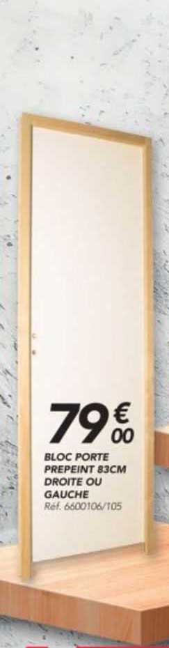 bloc porte prepeint 83 cm droite ou gauche