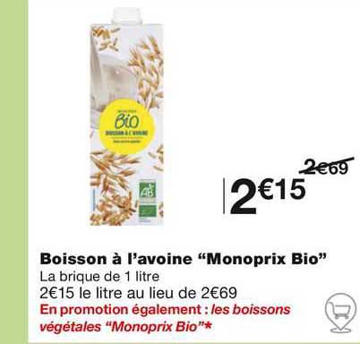 boisson à l'avoine "monoprix bio"