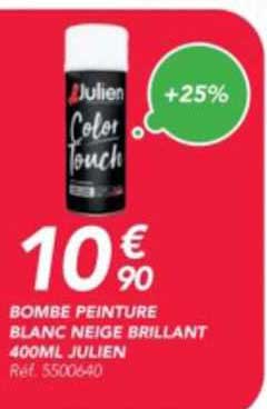 bombe peinture blanc neige brillant 400 ml julien