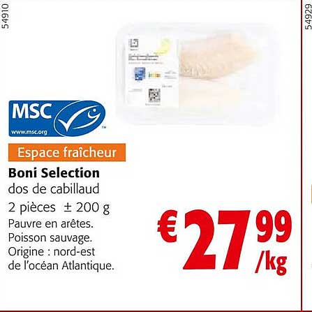 Boni Selection Dos De Cabillaud