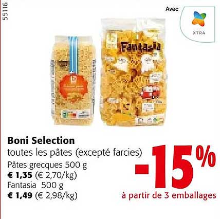boni selection toutes les pâtes