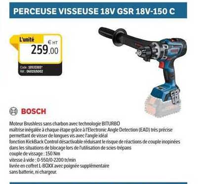 bosch perceuse visseuse 18v gsr 18v-150c