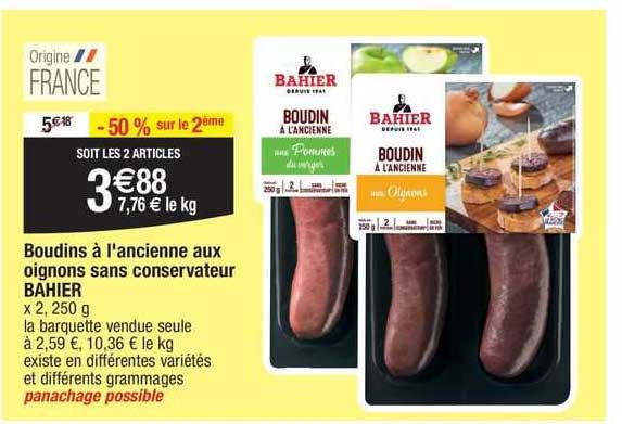 boudins à l'ancienne aux oignons sans conservateur bahier
