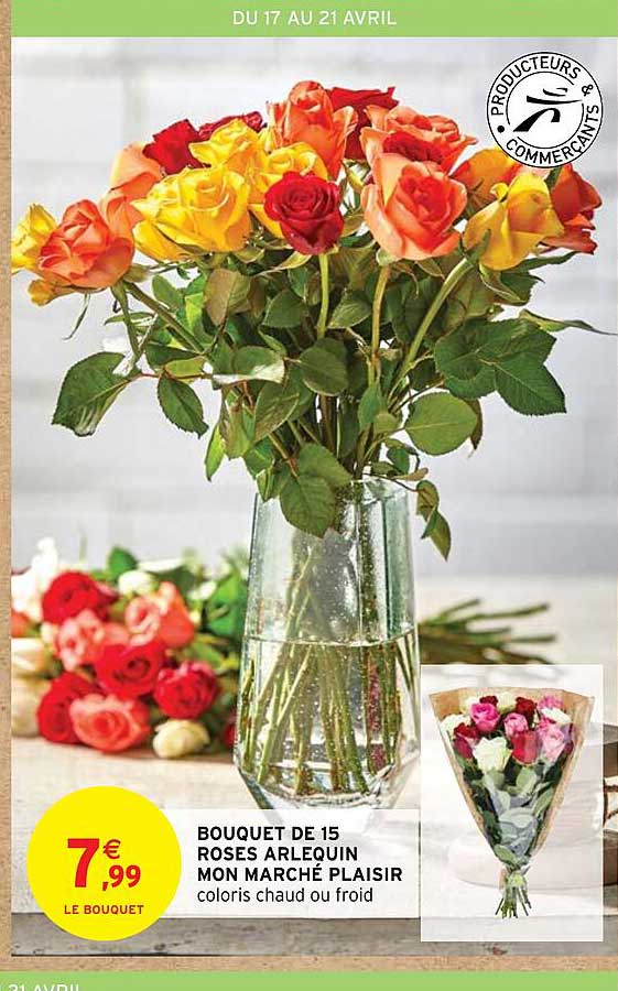 bouquet de 15 roses arlequin mon marché plaisir