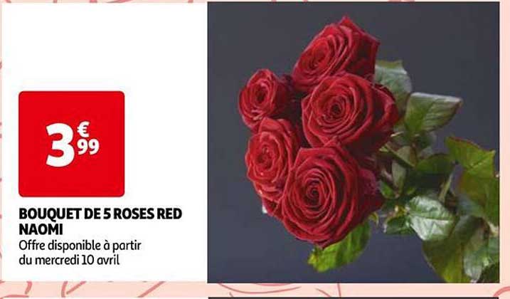 bouquet de 5 roses red naomi