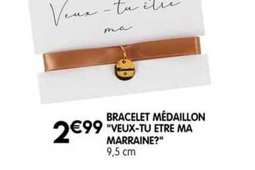 bracelet médaillon "veux-tu être ma marraine?"