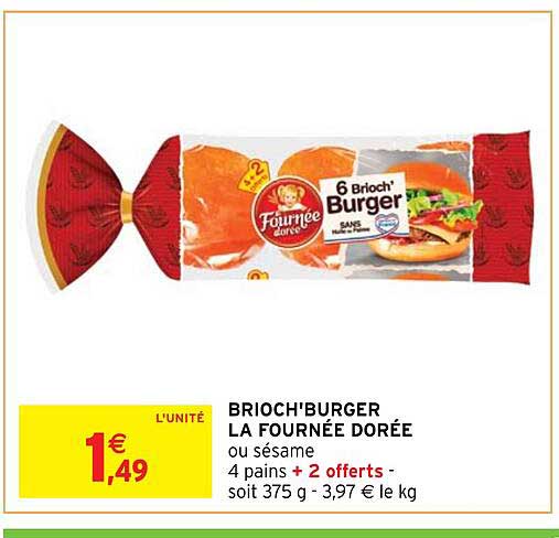 Brioch'burger La Fournée Dorée Ou Sésame
