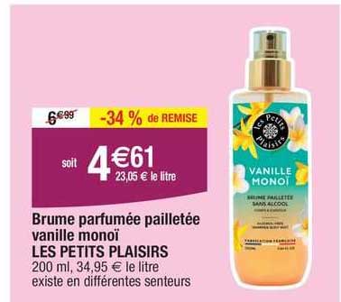 brume parfumée pailletée vanille monoï les petits plaisirs
