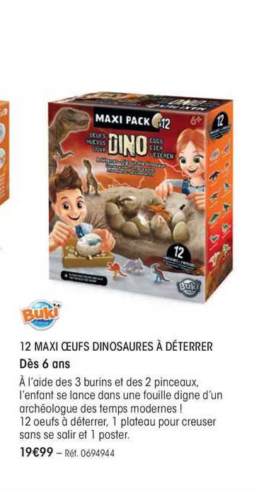 buki 12 maxi œufs dinosaures à déterrer