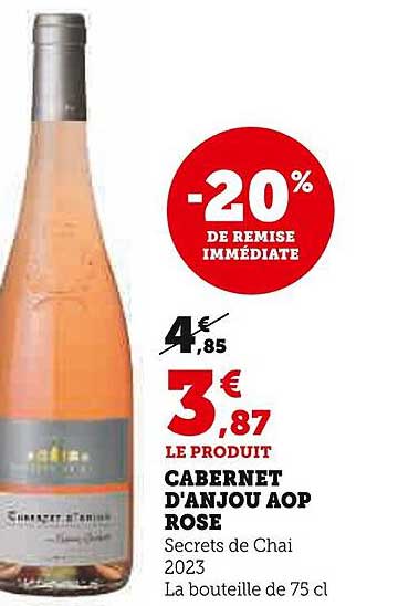 cabernet d'anjou aop rosé secrets de chai 2023