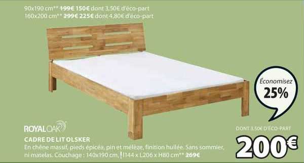 cadre de lit olsker royaloak